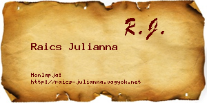 Raics Julianna névjegykártya